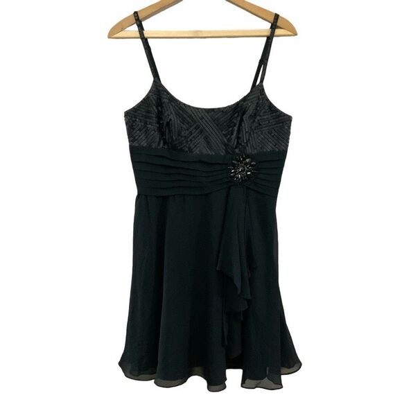 BCBGMaxAzria Black Silk Sequins Dress size 8 - Picture 1 of 10